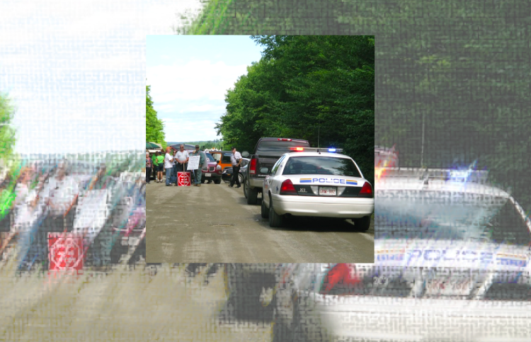 Photostory: Seismic vibrators blocked in Stanley