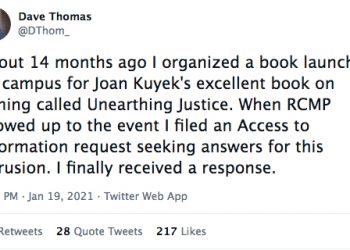 Did the RCMP attend a university book launch to stop a crime?