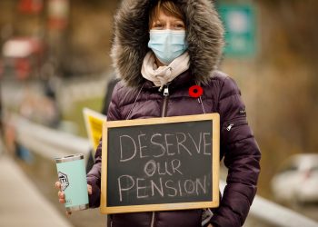 CUPE members in New Brunswick are defending their pensions and opposing the Higgs government's shared-risk pension proposal. Photo from the CUPE NB Facebook page.