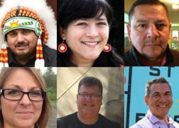 A composite image shows headshots of six First Nations chiefs.