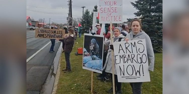 Activists push for arms embargo against Israel, targeting Moncton firm